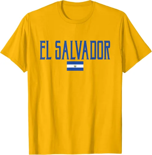 Vista 45 de Camiseta de texto azul con bandera de El Salvador, Negro, S