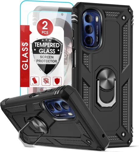 Vista 300 de LeYi Funda para Samsung Galaxy A05 (no compatible con A05S) con protector de pantalla y protector de lente de cámara, funda resistente de grado Negro