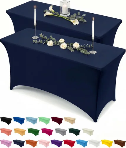 Vista 59 de Utopia Kitchen Mantel rectangular de spándex de 4 pies [1 unidad, negro] 200 GSM elástico, ajustado, lavable y resistente a las arrugas, cubierta