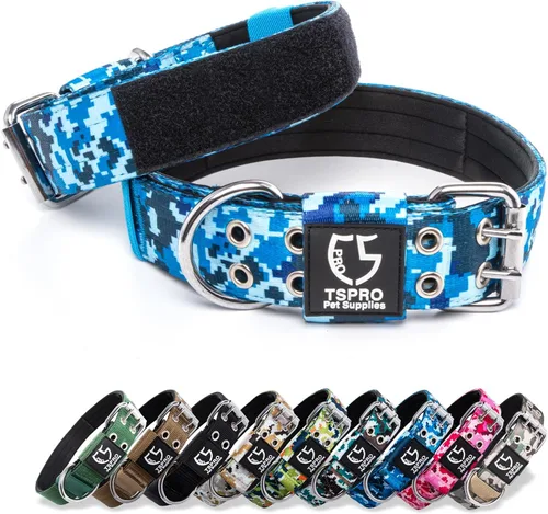 Vista 41 de TSPRO Collar Táctico para Perro de 1.25 Pulgadas de Ancho Collares Gruesos para Perro con Hebilla de Metal de Servicio Pesado, Duradero, Fuerte
