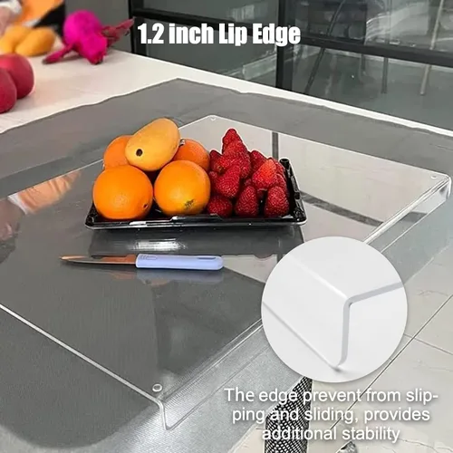 Vista 5 de Tabla de cortar de acrílico para encimera de cocina, tabla de cortar transparente para encimera con labio, tabla de cortar de acrílico transparente