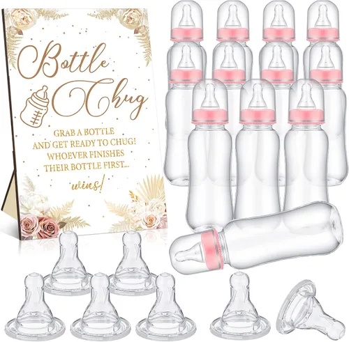 Vista 9 de TrelaCo Safari Cool Baby Shower Games Bottle Chug Sign Wooden Jungle Animals Set de regalo para revelación de género suministros de fiesta y 12