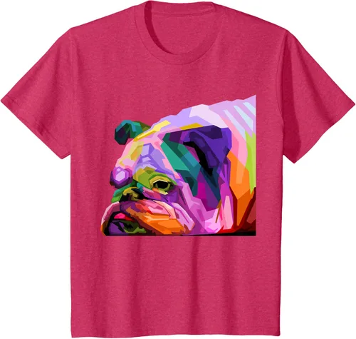 Vista 53 de Camiseta de retrato pop artístico de bulldog británico inglés para dueños de perros, Negro, S