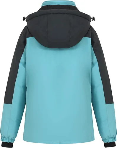 Vista 3 de Spmor Chaqueta de esquí impermeable con capucha para mujer, abrigo de snowboard cálido para invierno