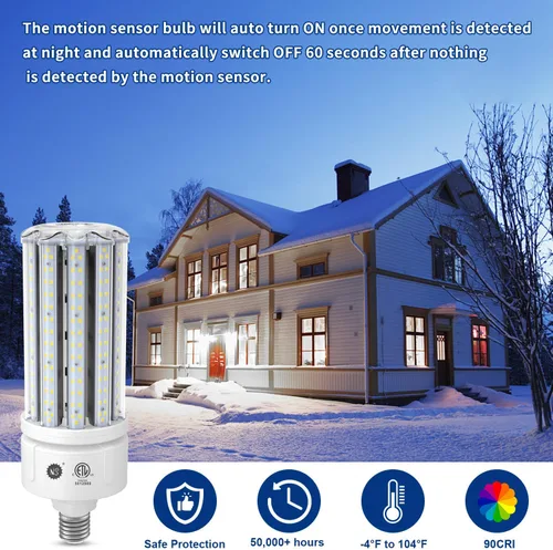 Vista 6 de NS Bombilla LED inteligente de 100 W con sensor de movimiento y atardecer a amanecer (16,000 lm 5000 K CRI 90 sin parpadeo) - Base E26/E39