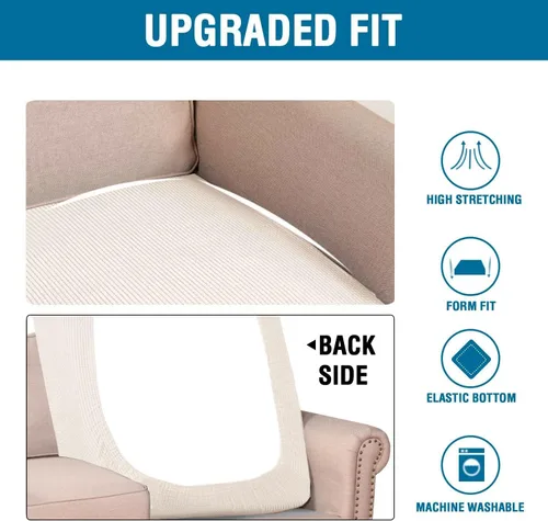 Vista 584 de H.VERSAILTEX Fundas de Cojín de Asiento Individuales Super Elásticas Fundas de Sofá Fundas de Cojín de Sofá Fundas Deslizables Juegos Tela de Sarga