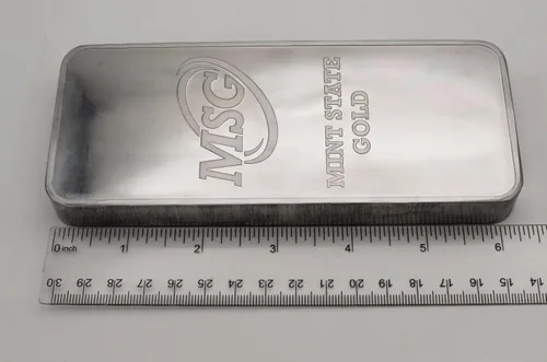 Vista 5 de Barra de aluminio de 1 libra .999 Pisapapeles puro Diseño de elementos con certificado de autenticidad