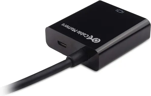 Vista 5 de Cable Matters Adaptador HDMI a VGA (convertidor HDMI a VGA) en negro y adaptador DisplayPort a VGA