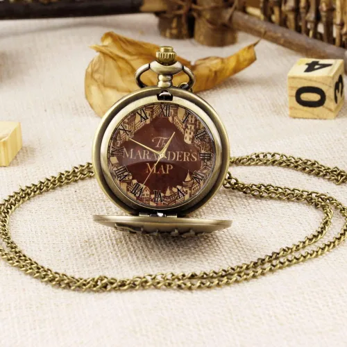 Vista 3 de Reloj de bolsillo de cuarzo para hombre, ojos verdes, forma de caja redonda, collar de bolsillo