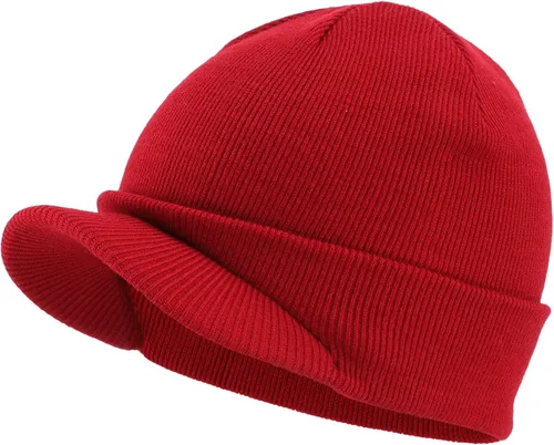 Vista 37 de Home Prefer - Gorro de invierno para hombre con visera, cálida y doble punto.