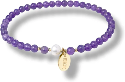 Vista 22 de Morchic - Pulsera elástica con cuentas de gemas naturales de 4 mm para mujeres, con perlas de agua dulce, regalo de cumpleaños de gemas energéticas