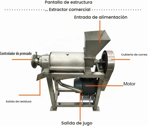 Vista 5 de 220V 3PH Commerical Frutas y Vegetales Juicer 0.5T/H Extractor de jugo de fruta de acero inoxidable Máquina Extractor Industrial Automático Espiral
