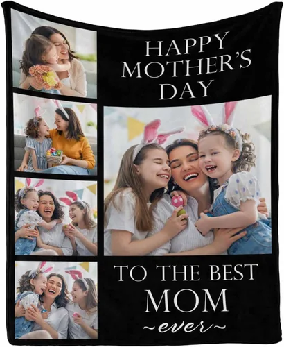 Vista 23 de InterestPrint Manta con foto, regalos personalizados para mamá, manta de collage de fotos personalizada para mamá de hija e hijo para cumpleaños