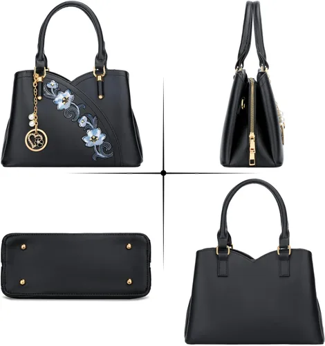 Vista 68 de KKXIU Monederos y bolsos de mano con triple compartimento para mujer, bolso de mano con asa superior