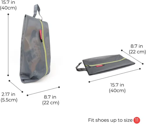 Vista 4 de pack all Bolsas de viaje resistentes al agua, organizador de zapatos con cremallera, para hombres y mujeres, Gris, 1 paquete