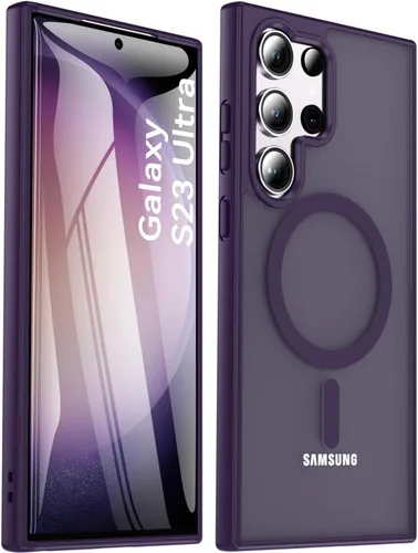 Vista 10 de Funda para Samsung Galaxy S23 con un 200% más fuerte magnético, funda para teléfono S23 con protector de pantalla, protección de grado militar