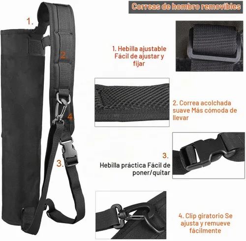 Vista 4 de Carcaj de arco ligero para la espalda con doble uso plegable compacto, bolsa de flechas para la cadera con sistema Molle colgado para tiro al blanco