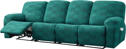 Vista 14 de vctops 10 fundas geométricas para sofá reclinable copetudo, suaves, elásticas y suaves de 4 asientos, funda antideslizante para sofá, protector