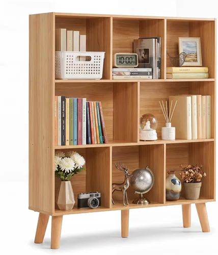 Vista 42 de YAHARBO Estantería de 2 cubos, soporte para tocadiscos negro con almacenamiento de vinilo de hasta 100 álbumes, estante horizontal para libros