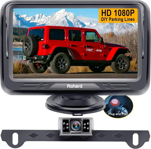 Vista 10 de Cámara de respaldo HD 1080P para automóviles, visión nocturna, gran angular de 170°, impermeable, fácil instalación, imagen clara para camiones