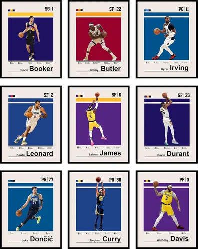 Vista 12 de Bigwig Prints Pósteres de baloncesto para dormitorio de niños, decoración de sala de baloncesto, carteles de la NBA, Steph Curry, arte de pared