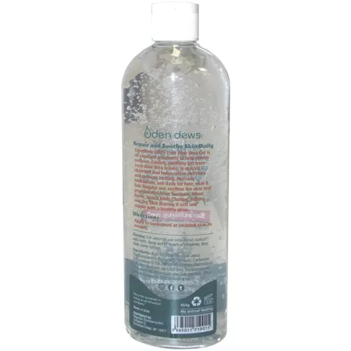 Vista 2 de Eden Dews Gel orgánico de aloe vera 100% puro, hidratante, cuidado de la piel y el cabello, hidratante y calmante para la piel seca, fabricado