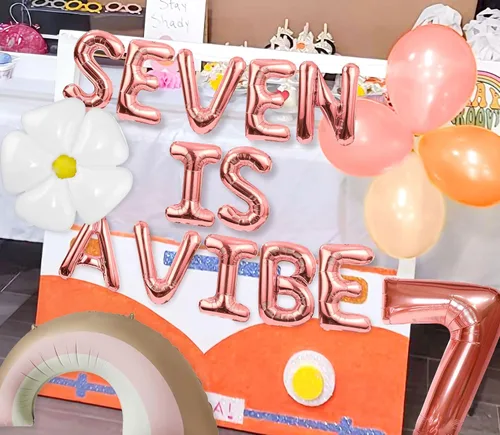 Vista 6 de 101 piezas de decoración de fiesta de cumpleaños de "Seven is a Vibe", decoración de pastel de "Seven is a Vibe", decoración de cumpleaños de siete
