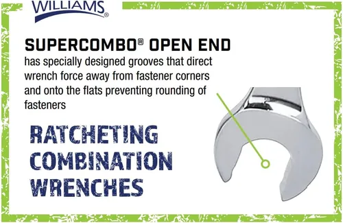 Vista 3 de Williams MWS-4RC Juego de llaves combinadas de trinquete reversibles métricas de 4 piezas