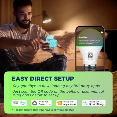 Vista 2 de Lightinginside - Focos inteligentes Matter compatibles con Alexa/Siri/Apple Home/Google Home/SmartThings, focos LED WiFi A19 E26 RGBCW que cambian