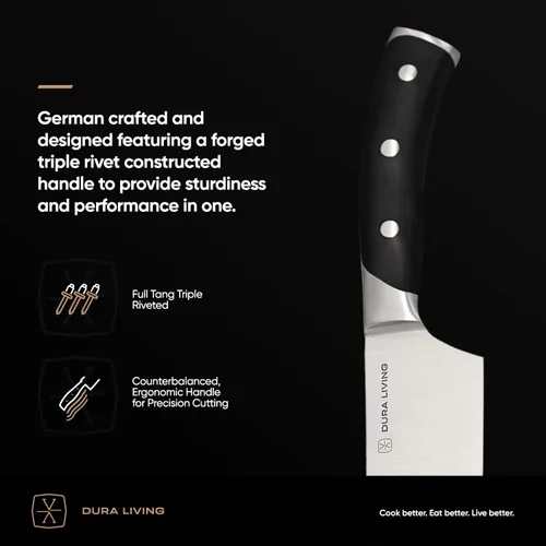 Vista 4 de DURA LIVING Cuchillo de pelar, cuchillo de cocina profesional de 3.5 pulgadas, cuchillo alemán de acero inoxidable de alto carbono ultra afilado
