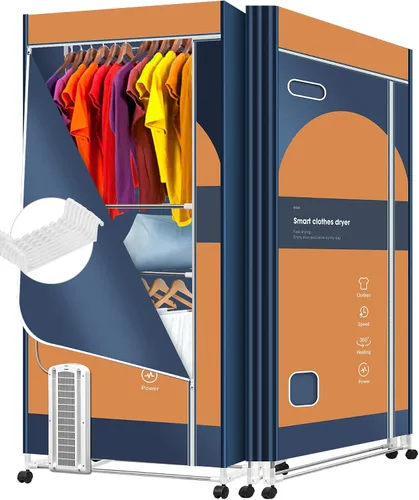Vista 10 de Secadora de Ropa Portátil, Secadora de Ropa de 110V -1600W, Perchero de Ropa Plegable de 67 Pulgadas -3 Niveles, Secadora Portátil de Ahorro