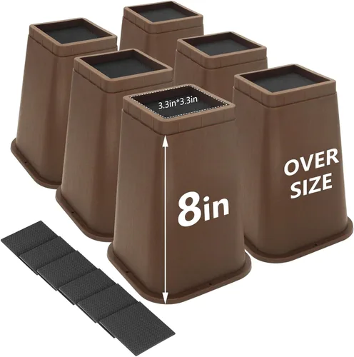 Vista 18 de Paquete de 4 elevadores de cama de 4 pulgadas resistentes, elevadores de muebles para dormitorio, tamaño individual XL, mesa, sofá, armario, marco