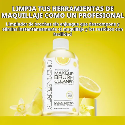 Vista 2 de Cinema Secrets Solución limpiadora de brochas de maquillaje original, limpiador profesional para brochas de maquillaje, fórmula de secado rápido