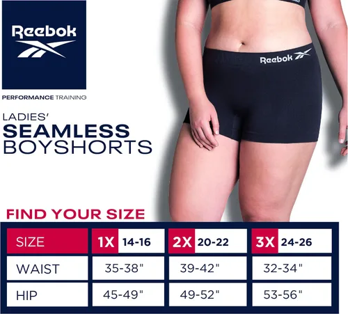Vista 7 de Reebok Women's Underwear Plus Size Seamless Boyshort Panties (6 Pack)