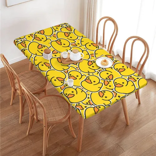 Vista 30 de Fiokroo Mantel de Flores de Crisantemo Azul, Amarillo y Azul Marino con Borde Elástico, Mantel Redondo Lavable y Reutilizable Cubierta de Mesa