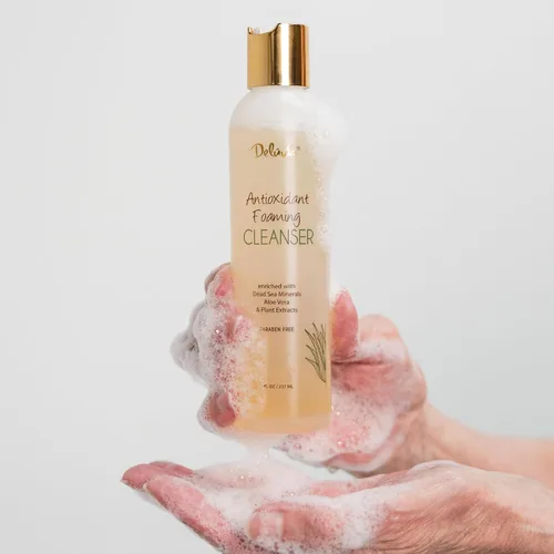 Vista 3 de Deluvia - Limpiador facial diario con espuma antioxidante y lavado facial, limpiador facial suave hidratante para pieles sensibles y secas, lavado