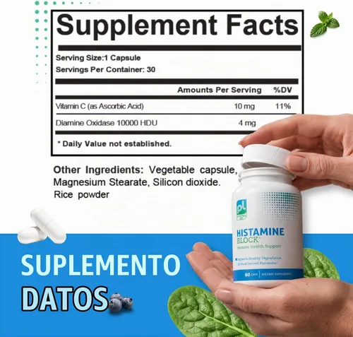 Vista 7 de DAO Supplements Bloqueador de Histamina – Fórmula Avanzada de Enzima DAO y Vitamina C para Digestión de Histamina y Soporte de Intolerancia