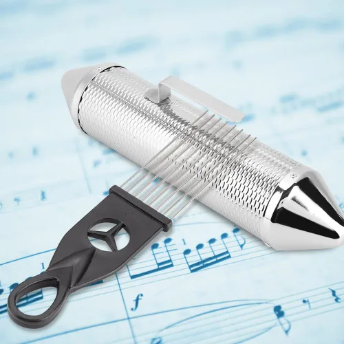 Vista 5 de Alomejor Guiro de metal, instrumento de percusión de acero inoxidable duradero con sonido fuerte con raspador para profesores de música