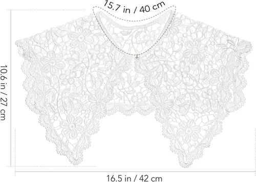 Vista 3 de GALPADA Collar falso desmontable para mujeres y niñas, cuello de encaje, cuello blanco, cuello falso, chal para vestido