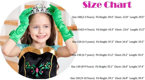 Vista 6 de Avady Girls Princess Costumes for Frozen Anna Birthday Party Halloween Christmas Dress Up Green