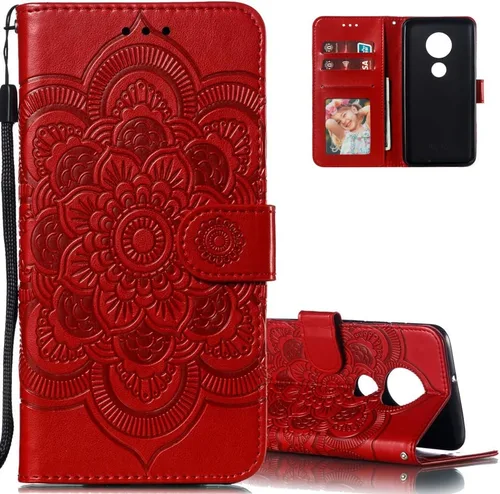 Vista 9 de LEECOCO Moto G7 Power Case Mandala Embossing Luxury PU Leather Flip Notebook Wallet Bookstyle Magnetic Stand Card Slot Folio Bumper Funda