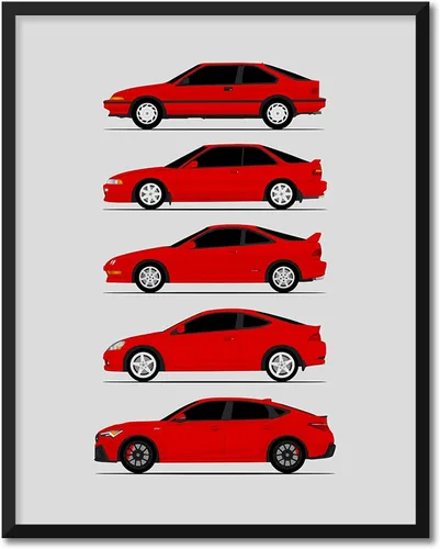 Vista 12 de Custom Car Posters Póster hecho a mano compatible con Acura Integra Evolution Generations e impresión de Acura Integra, multicolor, 8 x 10 pulgadas