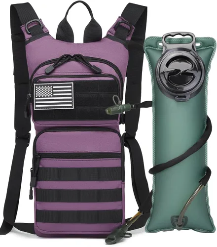 Vista 7 de Mochila de hidratación con aislamiento bolsa de agua con vejiga de 3 l de TPU, mochila táctica Molle de hidratación para senderismo, ciclismo, correr