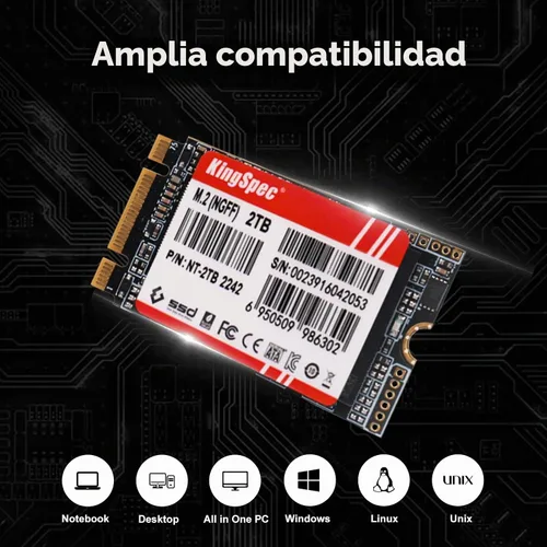 Vista 3 de KingSpec NT Series M.2 2242 SSD SATA de 128 GB - No compatible con NVMe Socket, unidad interna de estado sólido Sata 3 de 6 Gb/s, para Ultrabook