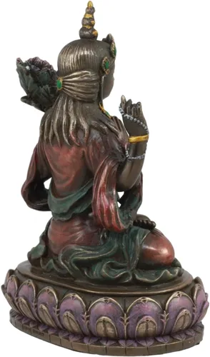 Vista 3 de Ebros Avalokiteśvara Kuan Yin sentado en la estatua del trono de loto 6 pulgadas de alto, compasión infinita de todos los budas Guanyin
