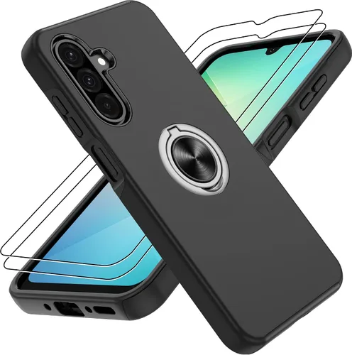 Vista 63 de Gritup Funda para Pixel 6A con protector de pantalla HD, soporte de anillo magnético 360 para Google Pixel 6A, color negro