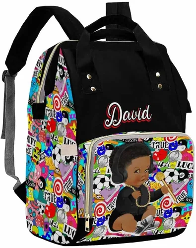 Vista 12 de Artsadd Bolsa de pañales con nombre personalizado para bebé, mochila para mamá y papá, pattern 01, Mochilas Daypack