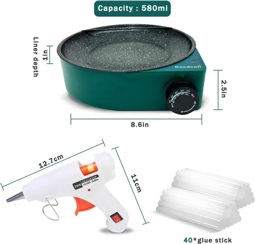 Vista 7 de Olla de pegamento caliente para manualidades con mini pistola de pegamento de 20 W y 40 varillas, macetas de pegamento para manualidades con diseño