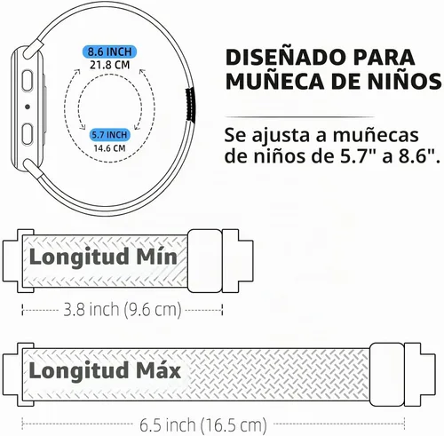 Vista 2 de SimpleThings Correa trenzada compatible con AT&T amiGO Jr Watch 2/1 Amigo MagBraided-Negro/Azul/Jeans