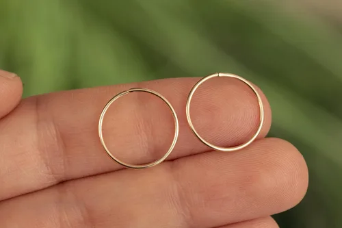 Vista 144 de Aretes de aro de oro de plata – Aretes de aro para mujer, dos piezas de aros de plata fina rellenos de oro, aro de hélice, anillo de tragus, aro